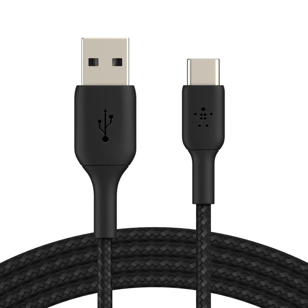 Belkin BoostCharge Braided USB-C to USB-A Cable (2m/6.6ft) - Black(CAB002BT2MBK),12W,480Mbps,10K+, Samsung Galaxy,iPad,MacBook,Google,OPPO,Nokia,2YR Belkin BoostCharge Braided USB-C to USB-A Cable (2m/6.6ft) - Black(CAB002BT2MBK),12W,480Mbps,10K+, Samsung Galaxy,iPad,MacBook,Google,OPPO,Nokia,2YR